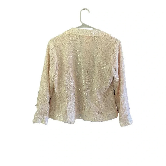 Willow & Clay Women's Cream Long Sleeve Blush Sequin Jacket Size Small - Picture 2 of 4